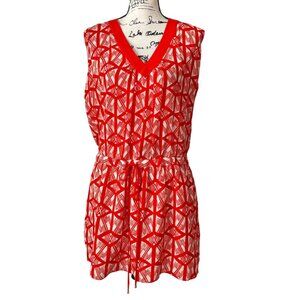 Anthropologie Leifsdottir Silk Dress Sleeveless V-Neck Tie-Waist Red Size 8